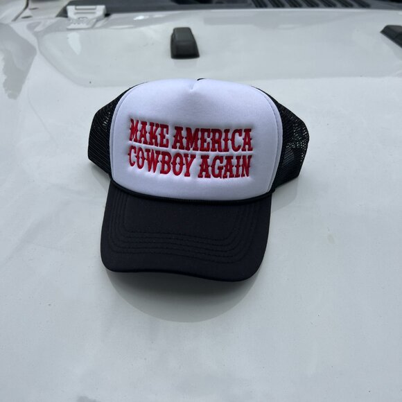 Make America Cowboy Again Embroidered Trucker Snapback Hat - Picture 1 of 4